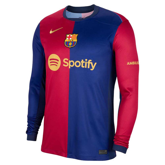 Men's FCB DF Long Sleeve Home Stadium Jersey - Deep Royal Blue/Noble Red/Club Gold