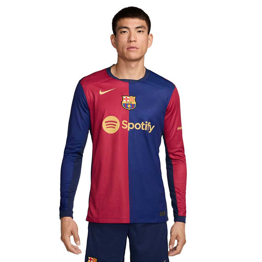 Men's FCB DF Long Sleeve Home Stadium Jersey - Deep Royal Blue/Noble Red/Club Gold