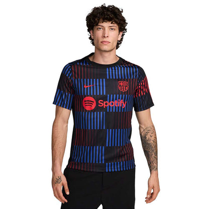 Men's  FC Barcelona Academy Pro Away Nike Dri-FIT Soccer Pre-Match Short-Sleeve Top - Black/Black/University Red