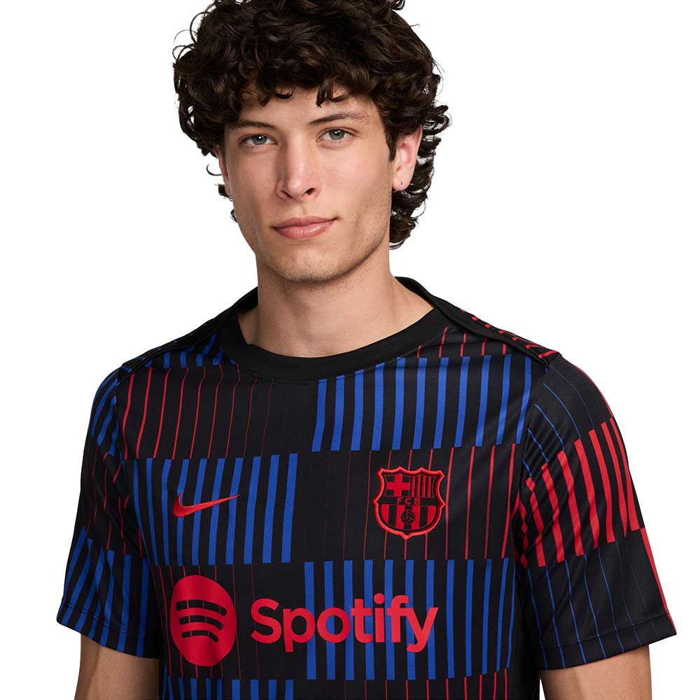 Men's  FC Barcelona Academy Pro Away Nike Dri-FIT Soccer Pre-Match Short-Sleeve Top - Black/Black/University Red