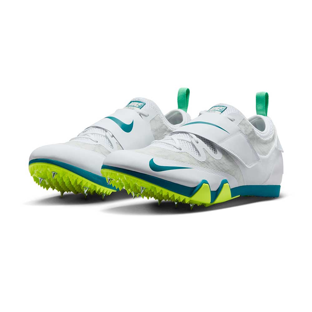 Nike Pole Vault Elite Track & Field Jumping Spikes- White/Bright Spruce/Barely Green - Regular (D)