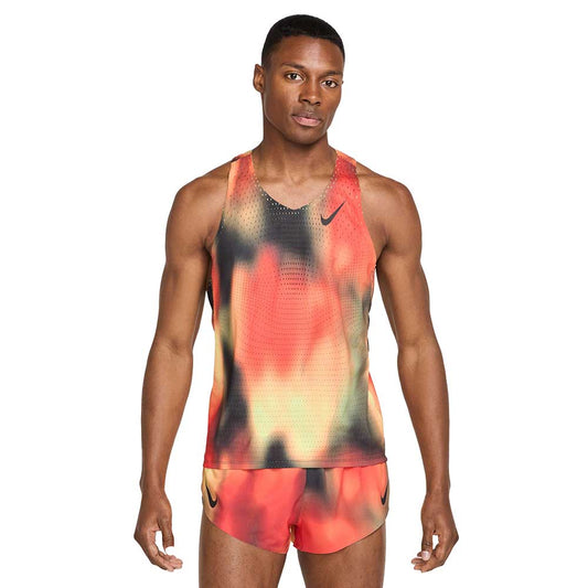 Men's Nike AeroSwift Elite Entry Dri-FIT ADV Running Tank Top - Lemon Twist/Crimson/Black