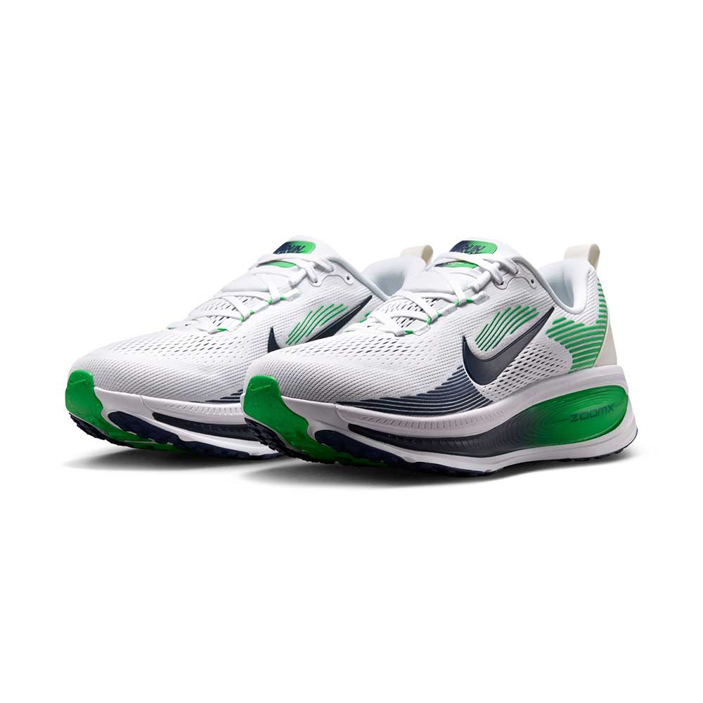 Men's Nike Vomero 18 Running Shoe - White/Midnight Navy/Green Spark