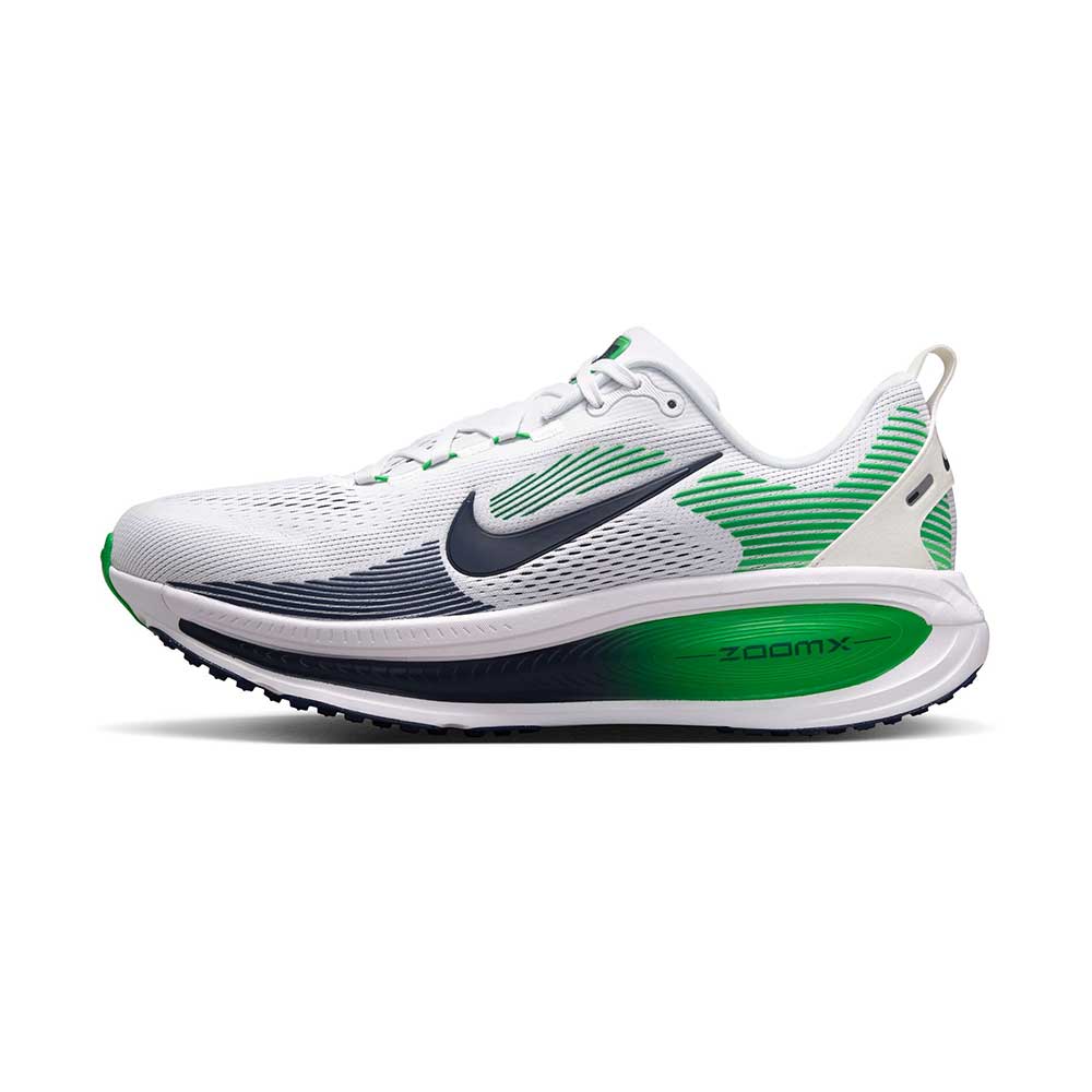 Men's Nike Vomero 18 Running Shoe - White/Midnight Navy/Green Spark