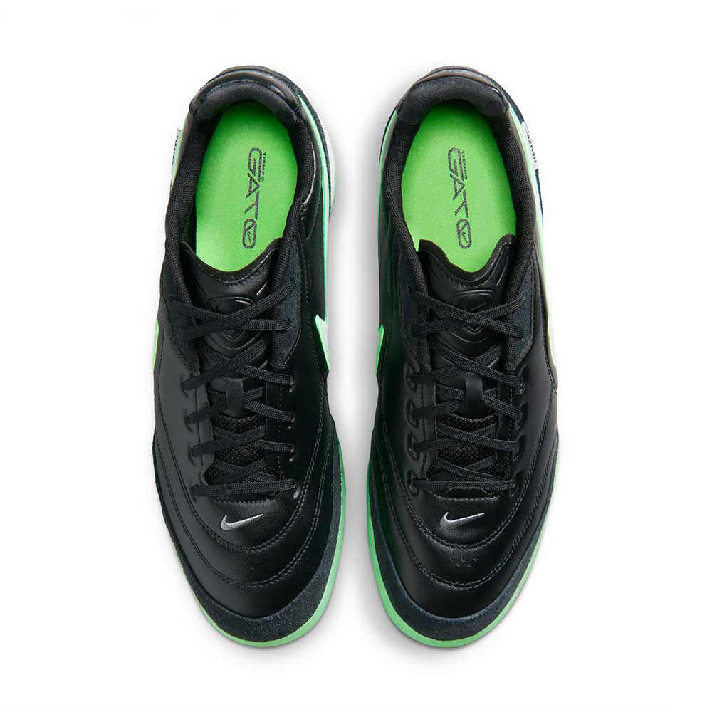 Tiempo Street Gato Indoor Soccer Shoe - Black/Illusion Green/Black - Regular (D)