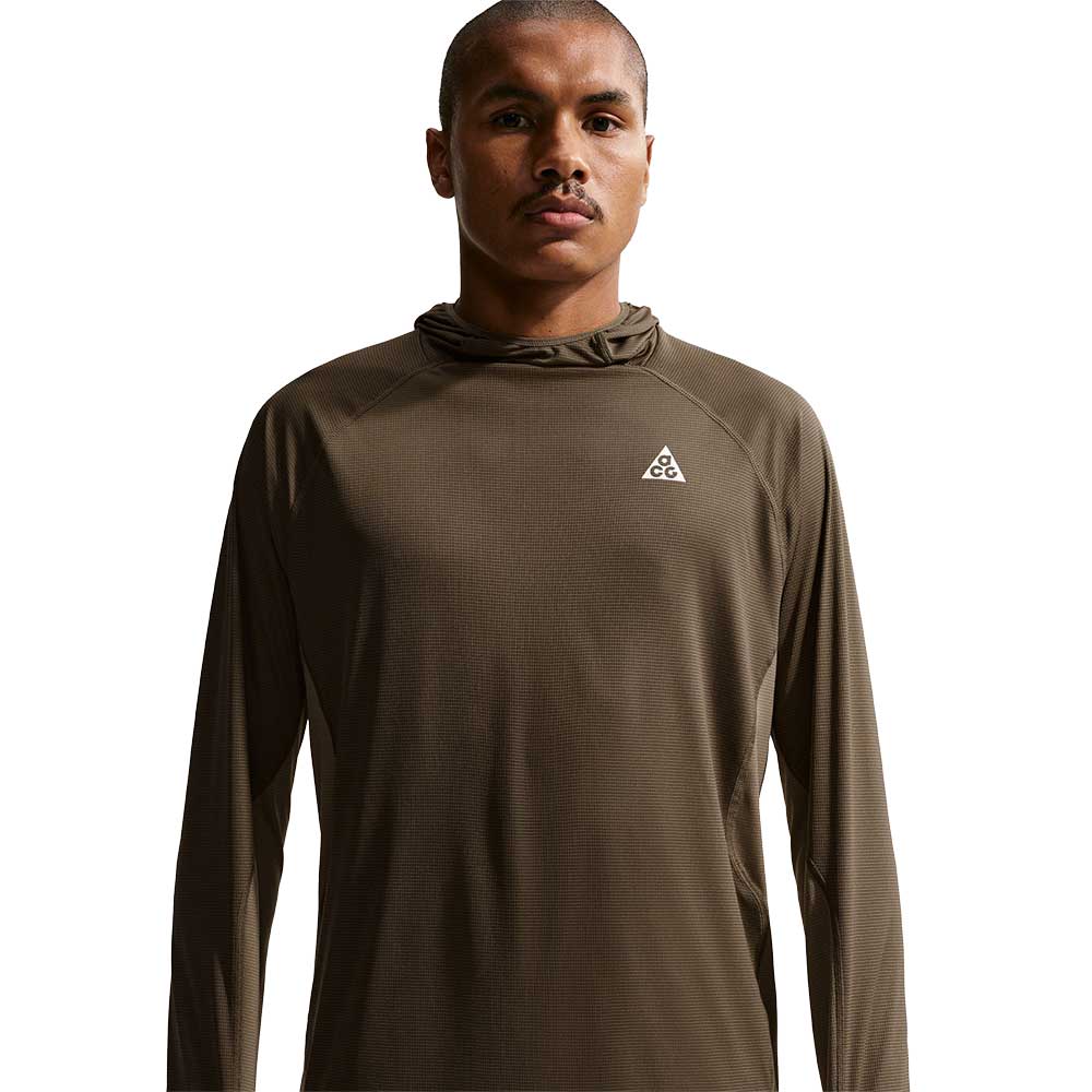 Men's ACG Dri-FIT UV Solar Chase Long Sleeve Hooded Top - Iron Stone/Mink Brown