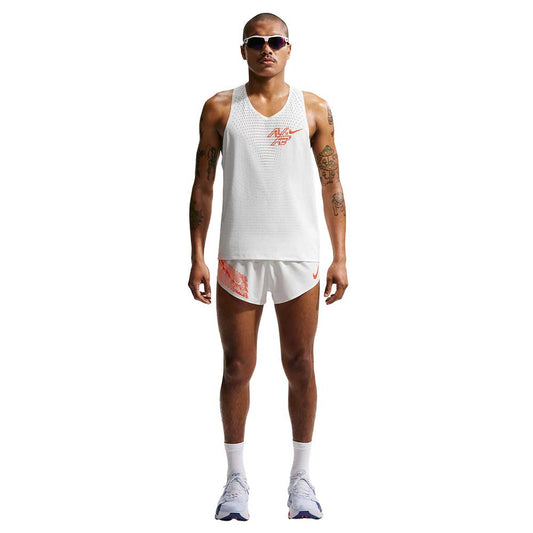 Men's Nike Dri-FIT Aeroswift Gfx Singlet - White/Bright Crimson