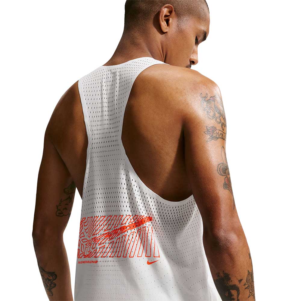 Men's Nike Dri-FIT Aeroswift Gfx Singlet - White/Bright Crimson