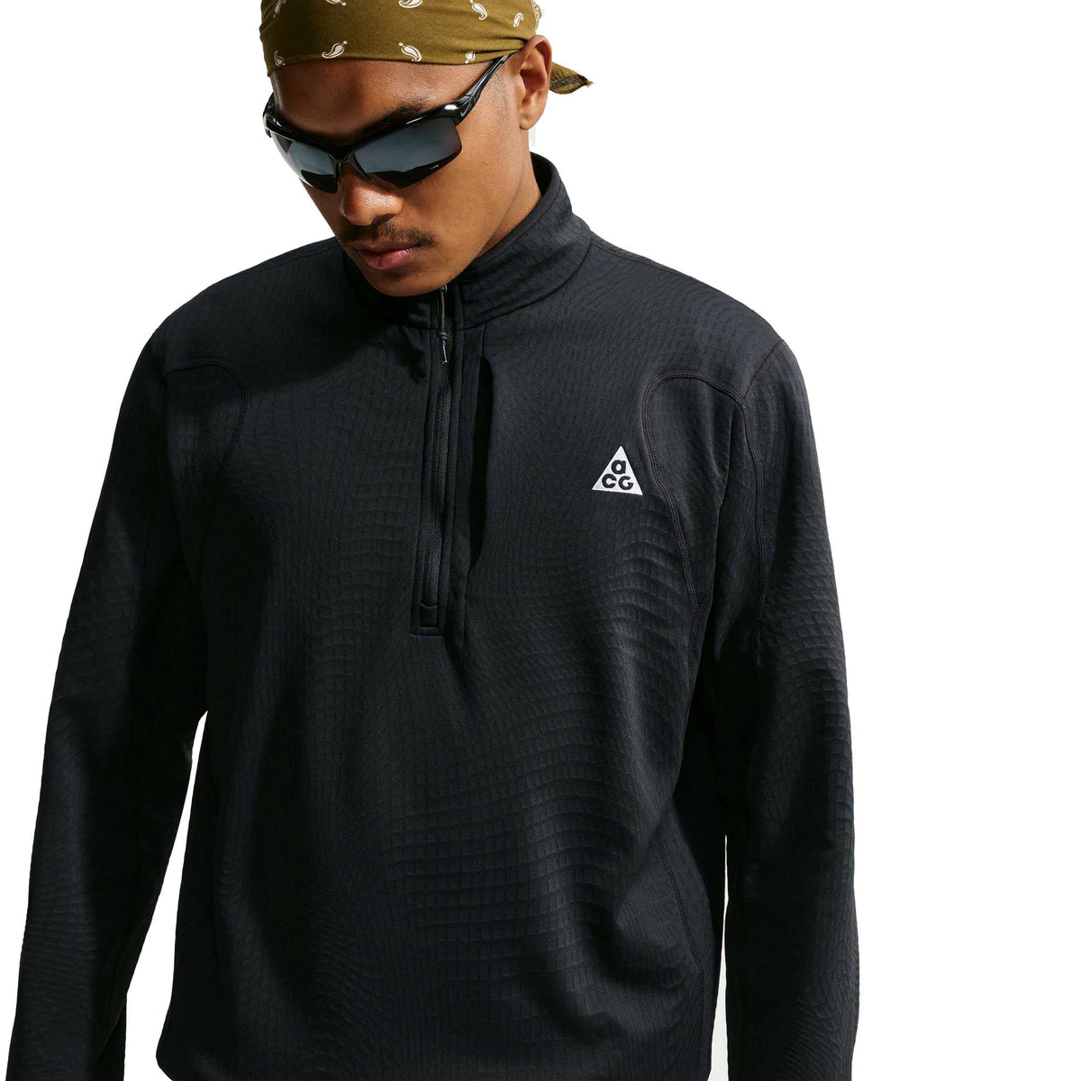 Men's Nike ACG Wolf Grid Therma-FIT 1/2 Zip Top - Black/Summit White