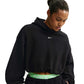 Women's Nike Studio Fleece Oversized Cropped Hoodie - Total Black/Sail