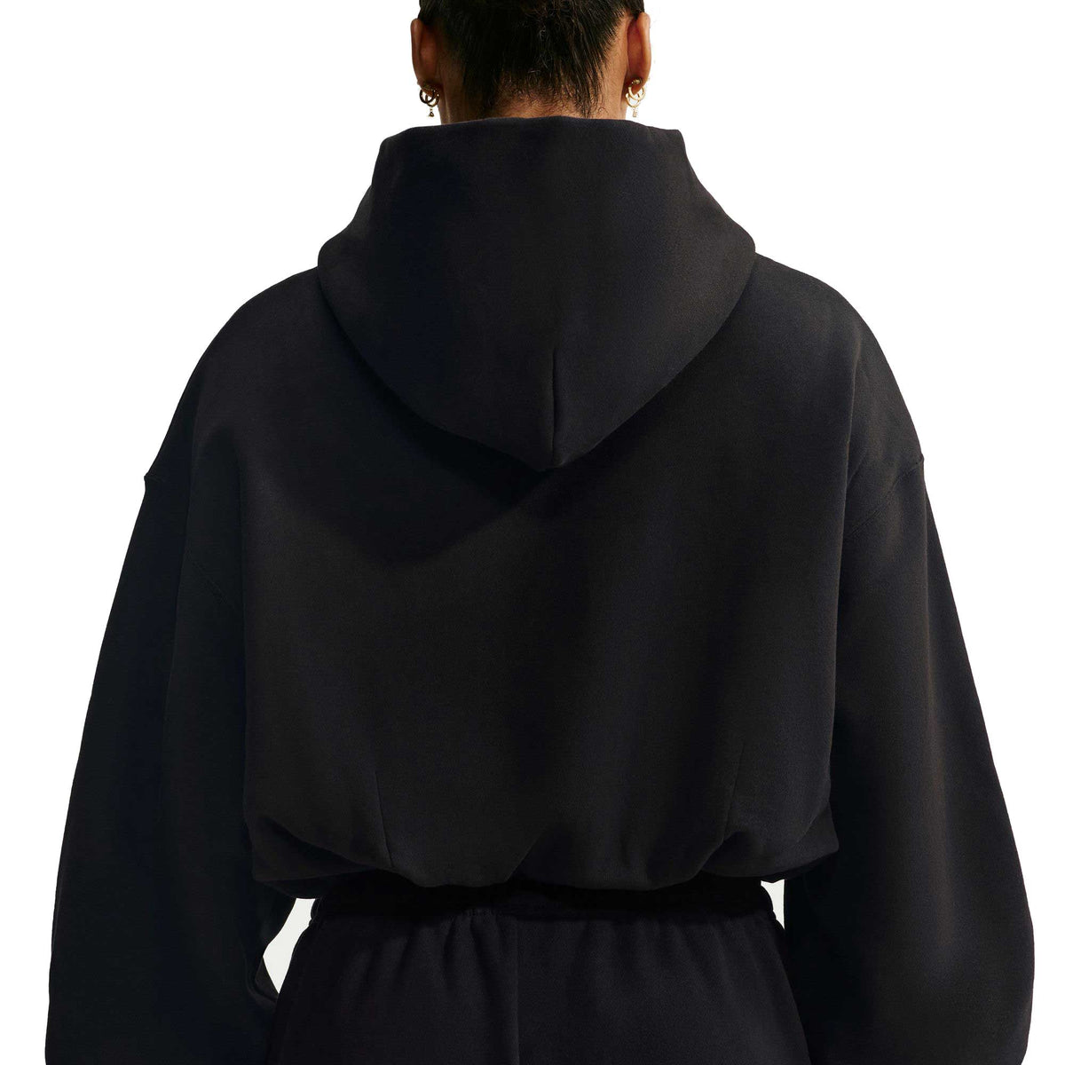 Women's Nike Studio Fleece Oversized Cropped Hoodie - Total Black/Sail