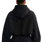 Women's Nike Studio Fleece Oversized Cropped Hoodie - Total Black/Sail