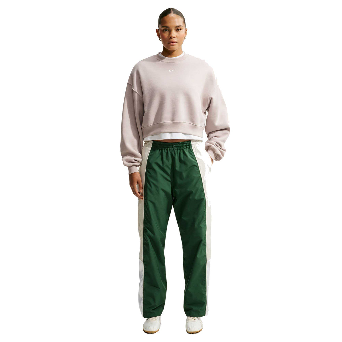 Women's Nike Studio Fleece Oversized Cropped Crew - Cream II/Sail