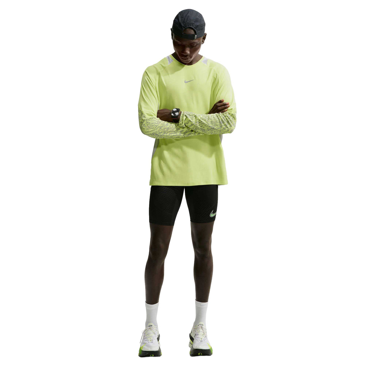 Men's Nike Dri-FIT Winterized Long Sleeve Running Top - Lemon Twist/Grey Fog