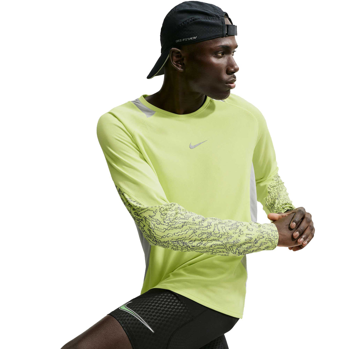 Men's Nike Dri-FIT Winterized Long Sleeve Running Top - Lemon Twist/Grey Fog