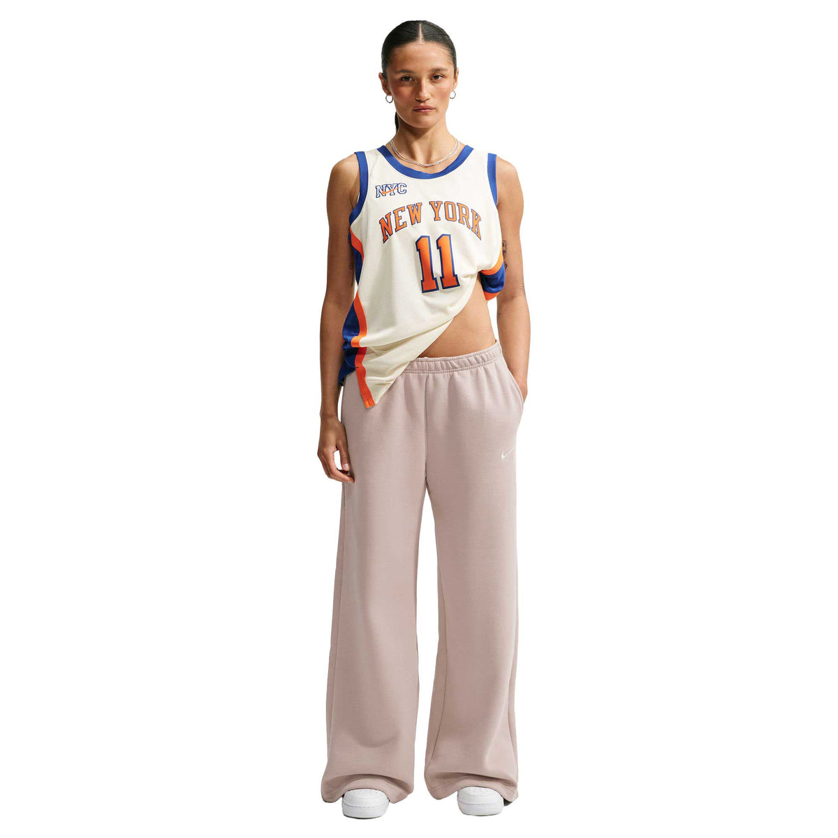 Women's Nike Studio Fleece Mid-Rise Pants - Cream II/Sail