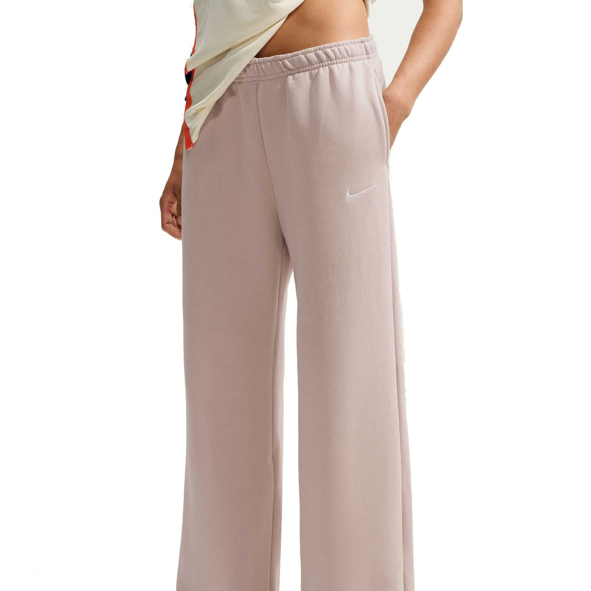 Women's Nike Studio Fleece Mid-Rise Pants - Cream II/Sail