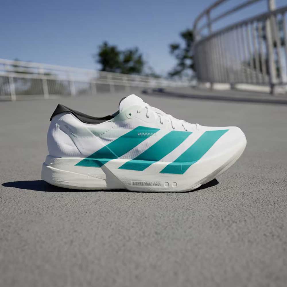 Men's Adios Pro 4 Running Shoe - Cloud White/Pure Teal/Carbon - Regular (D)
