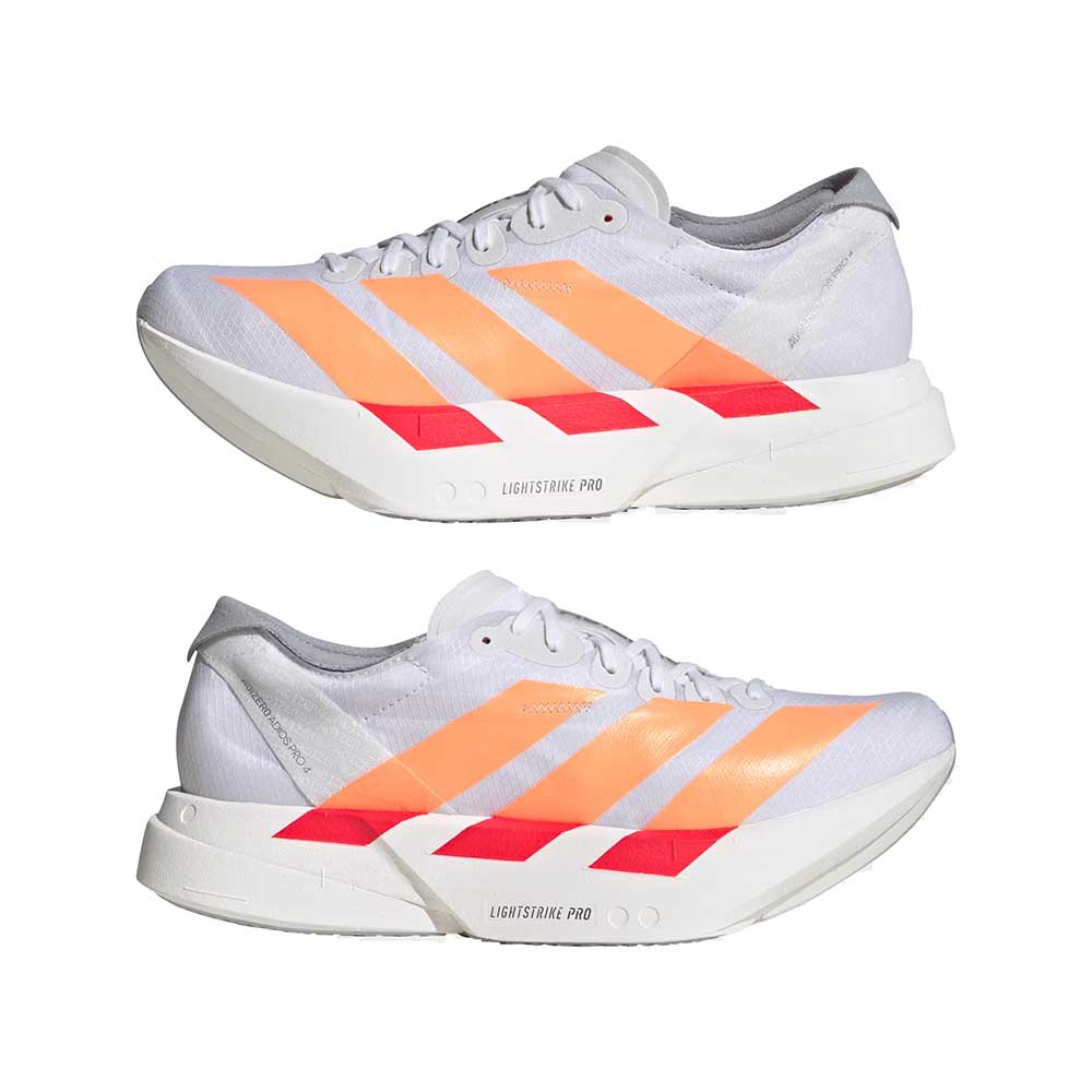 Women's Adizero Adios Pro 4 Running Shoe - Footwear White/Beam Orange/Lucid Red - Regular (B)