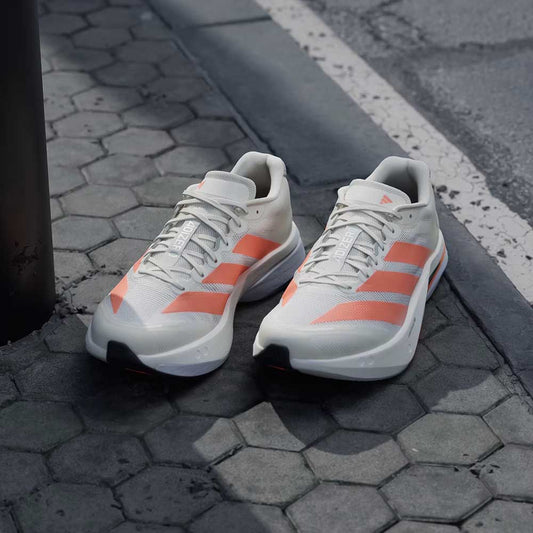 Men's Adizero Boston 13 Running Shoe - Off White/Lucid Orange/Grey - Regular (D)
