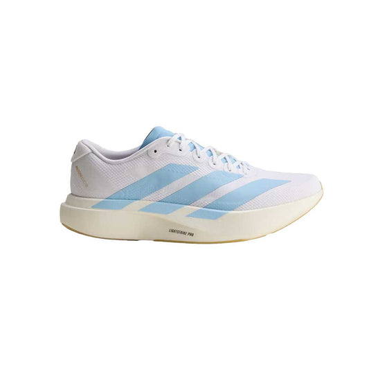 Men's Adizero EVO SL Woven Running Shoe - Footwear White/Clear Blue/Matte Gold - Regular (D)