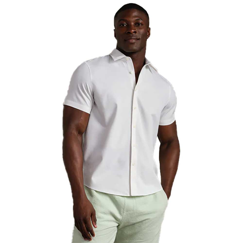 Men's Brezza Linen-Blend Short Sleeve Shirt - White Onyx