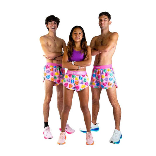 Women's Candy Hearts 1.5" Split Shorts - Candy Hearts