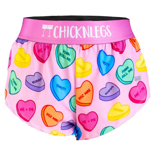 Women's Candy Hearts 1.5" Split Shorts - Candy Hearts