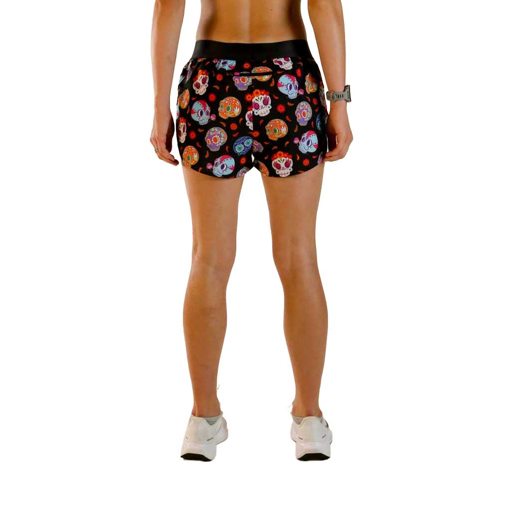 Women's Sugar Skulls 1.5" Split Shorts - Sugar Skulls