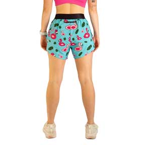 Women's Blue Flamingo 4" Split Short - Blue Flamingos