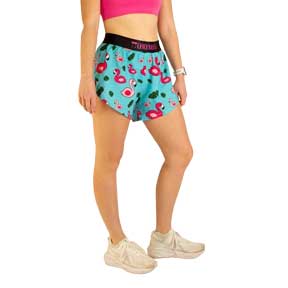 Women's Blue Flamingo 4" Split Short - Blue Flamingos