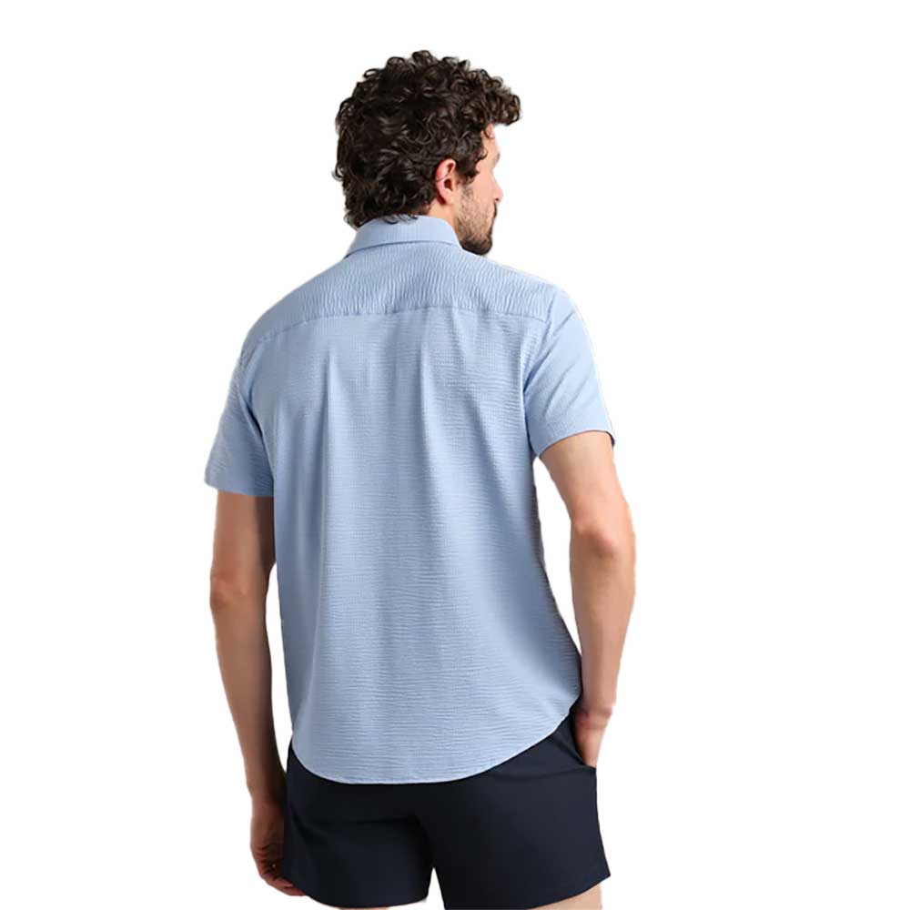 Men's Commuter Seersucker Short Sleeve Button Down - Light Blue
