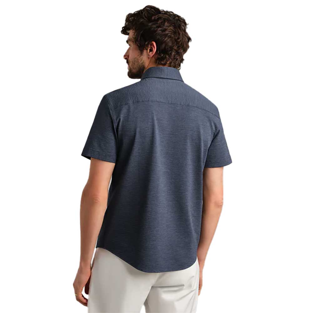 Men's Commuter Seersucker Short Sleeve Button Down - Navy Chambray