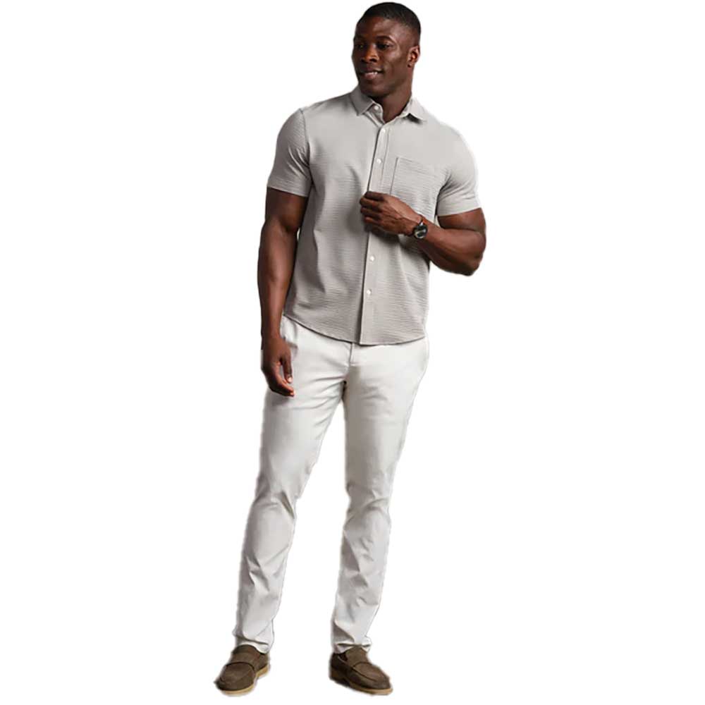 Men's Commuter Seersucker Short Sleeve Button Down - Light Teak Brown
