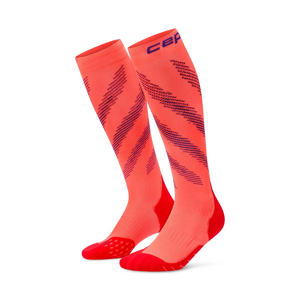 Men's Core Run Compression Tall Socks 5.0 Limited Edition Elliptic - Lime/Neon Coral