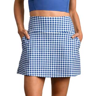 Women's Course To Court Skort 16" - Deep Sea Blue Gingham