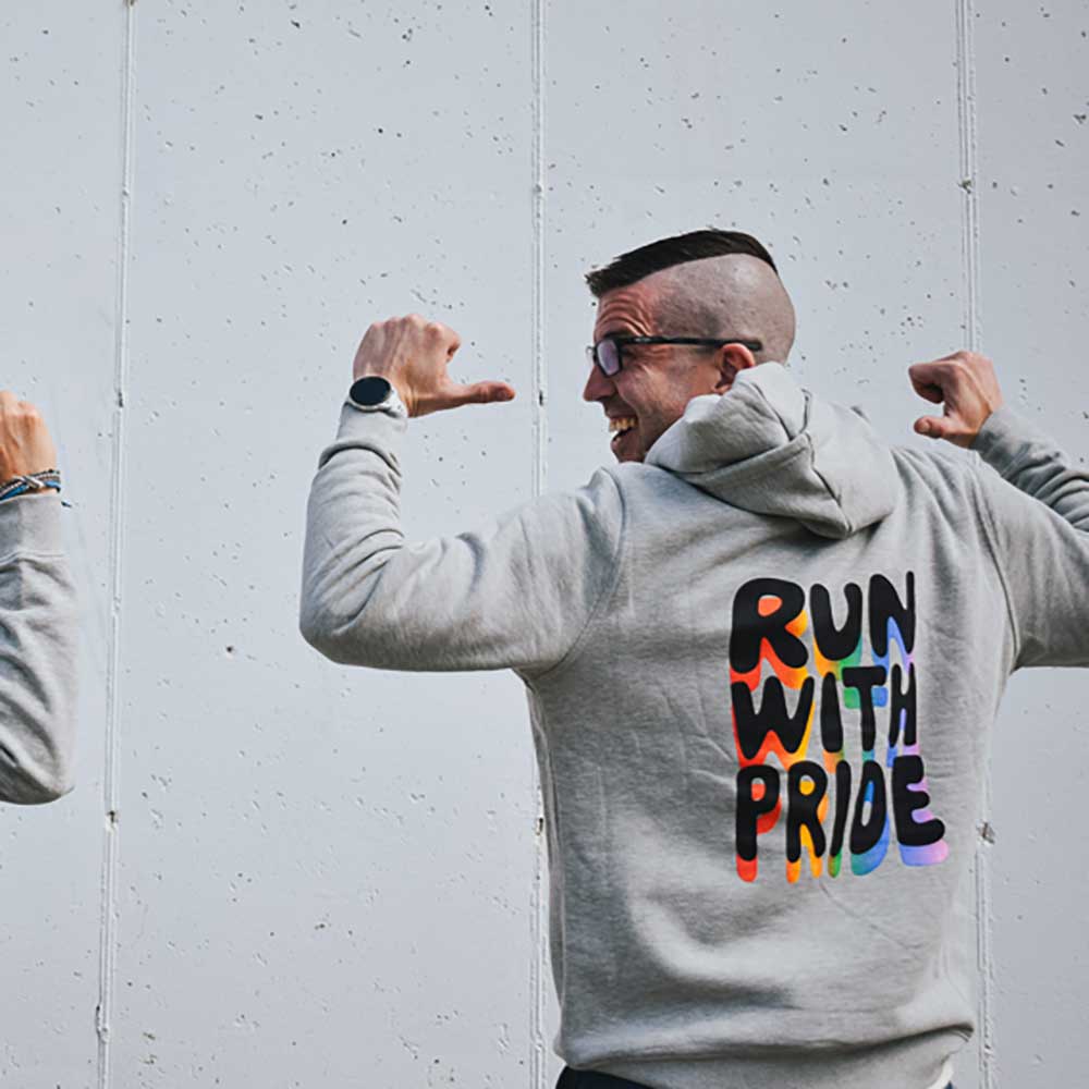 Run With Pride 2025 Poly Cotton Hoodie - Heather Gray