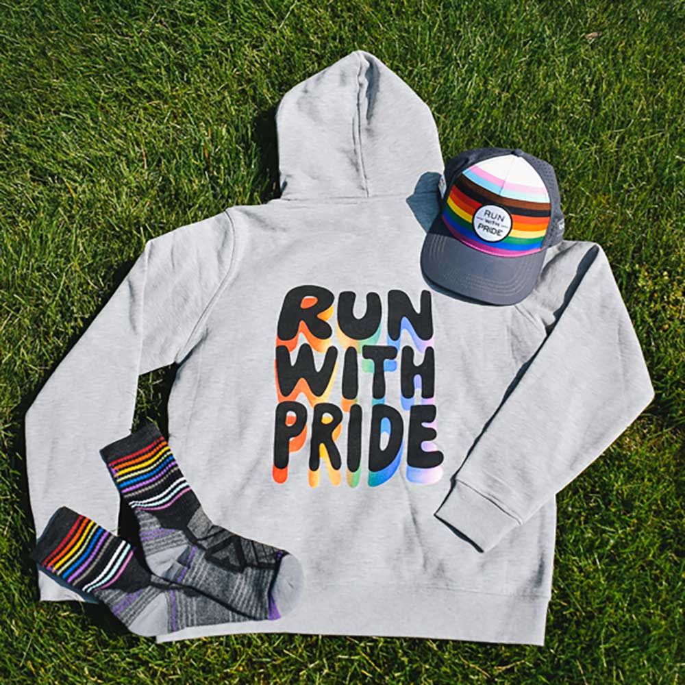 Run With Pride 2025 Poly Cotton Hoodie - Heather Gray
