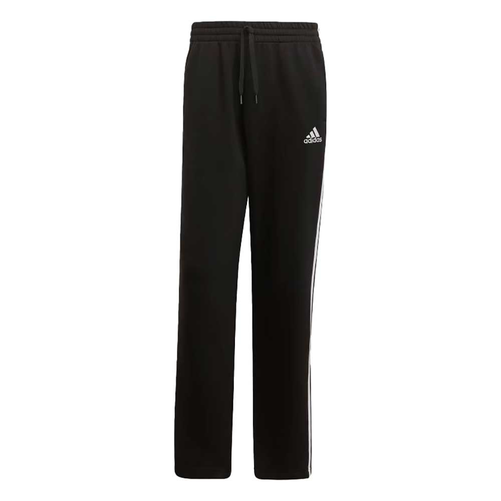 Men's Essentials Fleece Open Hem 3-Stripe Pants - Black