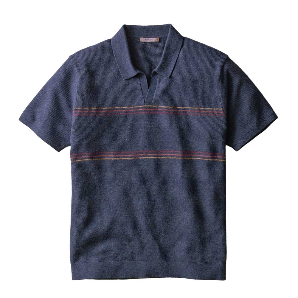 Men's Liam Sweater Polo - Navy Sunset Stripe