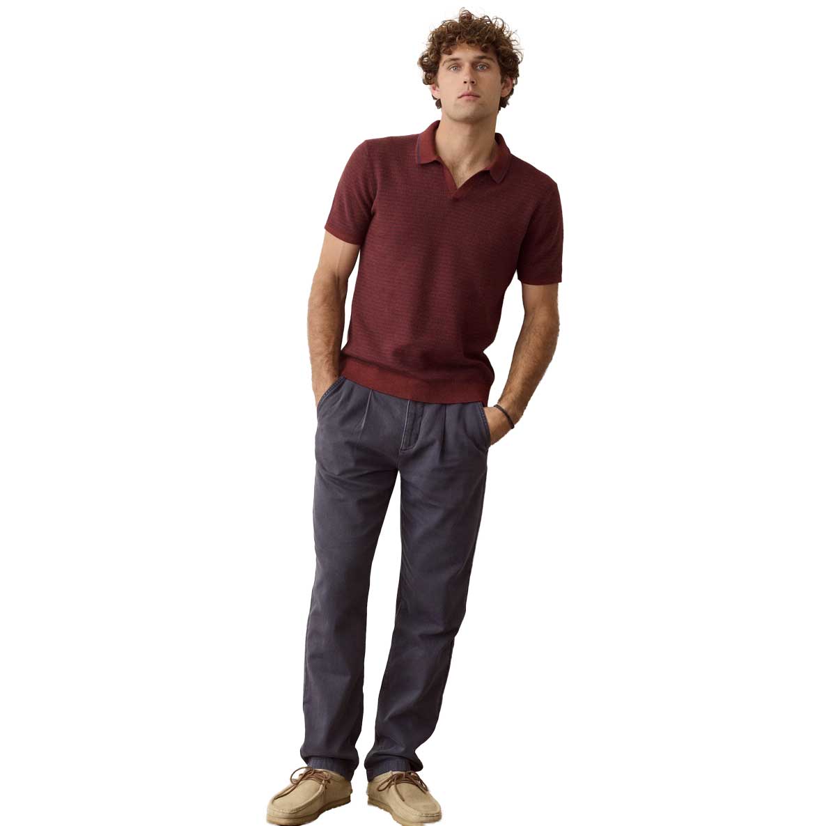 Men's Liam Sweater Polo - Red/Navy Stripe