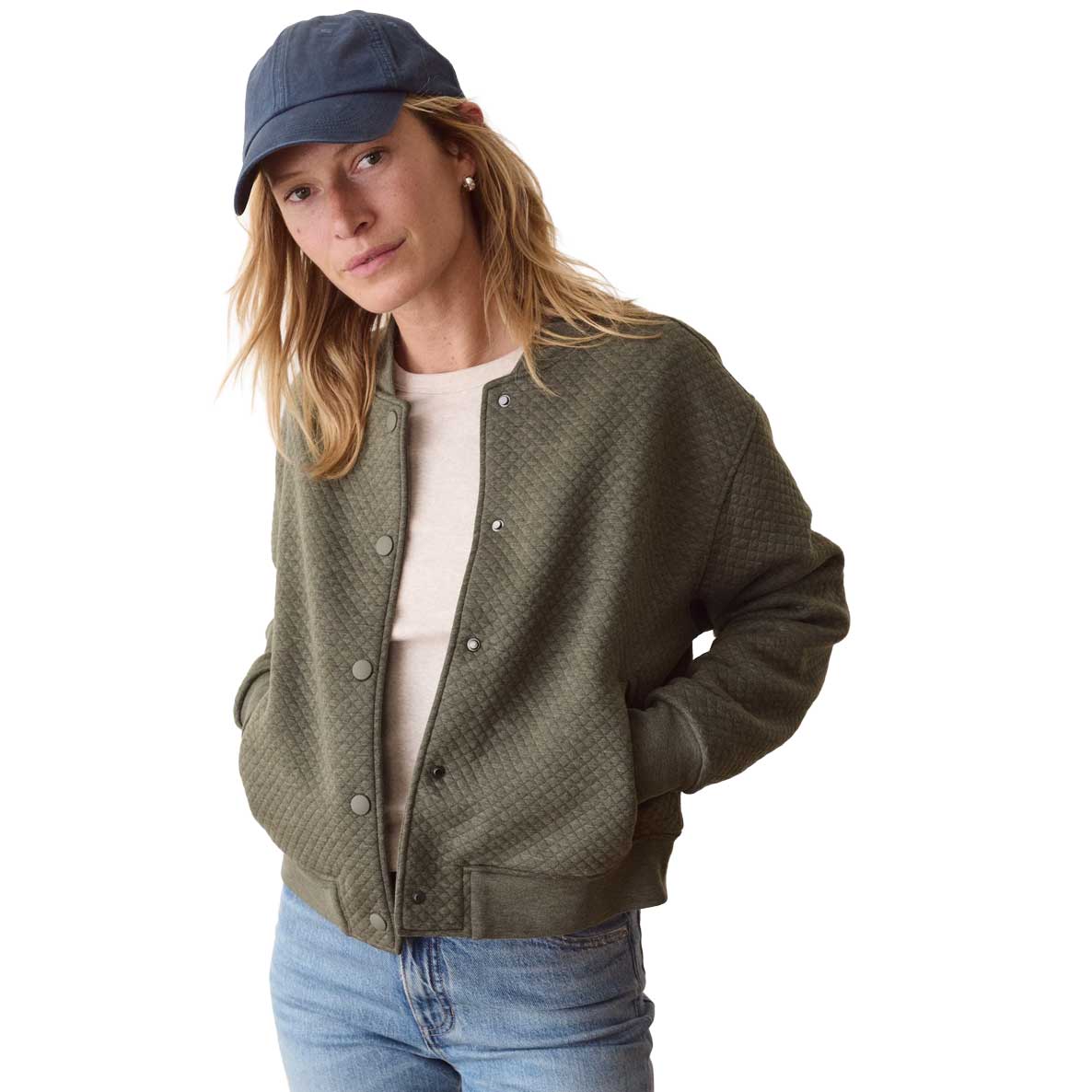 Women's Corbet Quilted Bomber Jacket - Olive Heather
