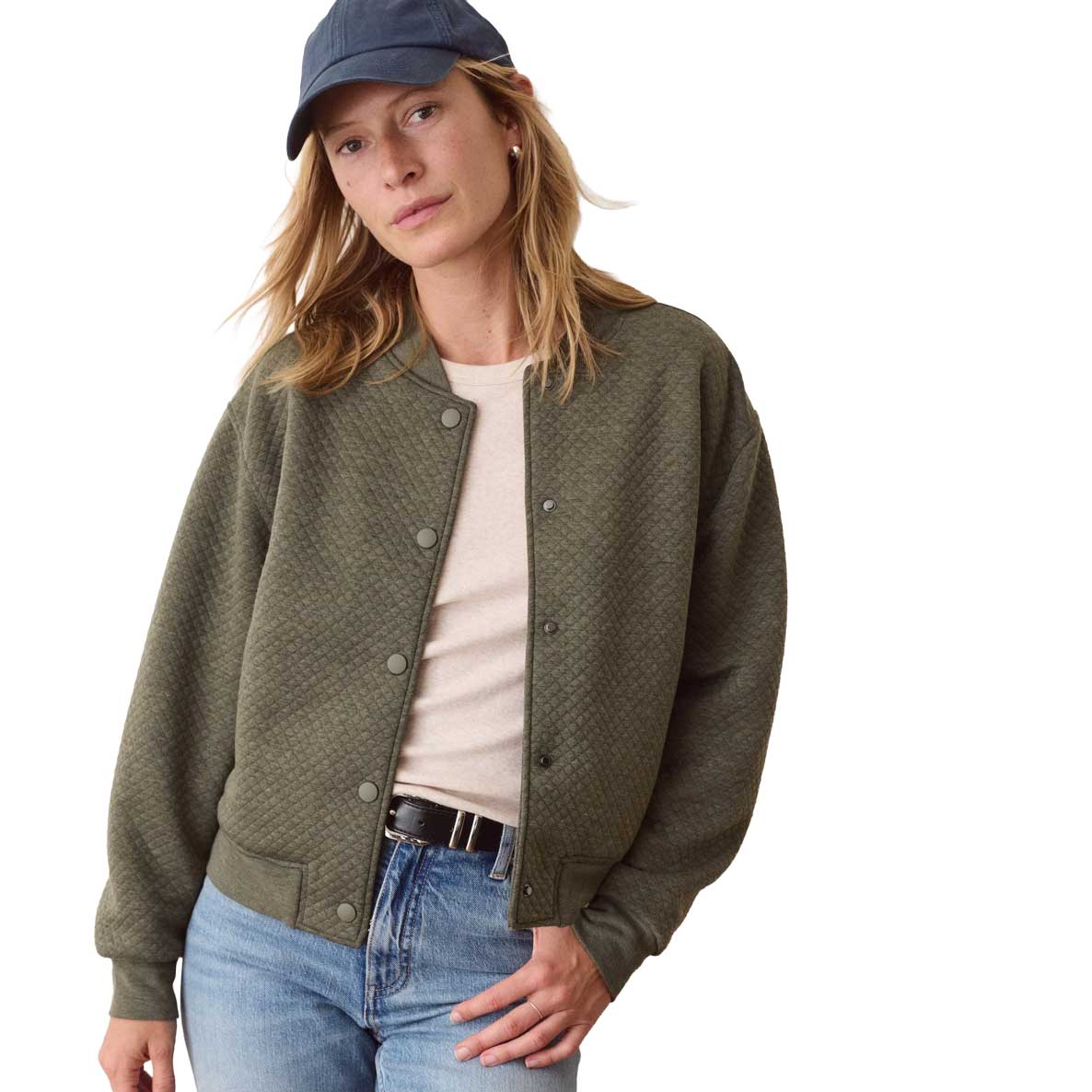 Women's Corbet Quilted Bomber Jacket - Olive Heather