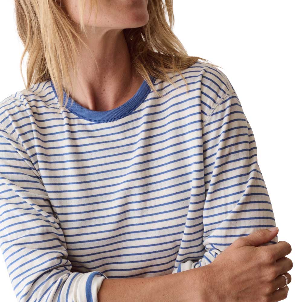 Women's Juno Double Knit Longsleeve - Faded Blue Stripe