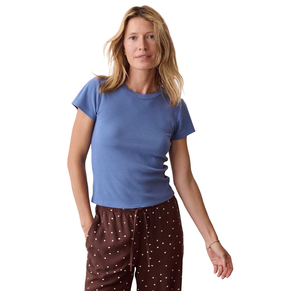 Women's Lexi Rib Crew Tee - Dutch Blue