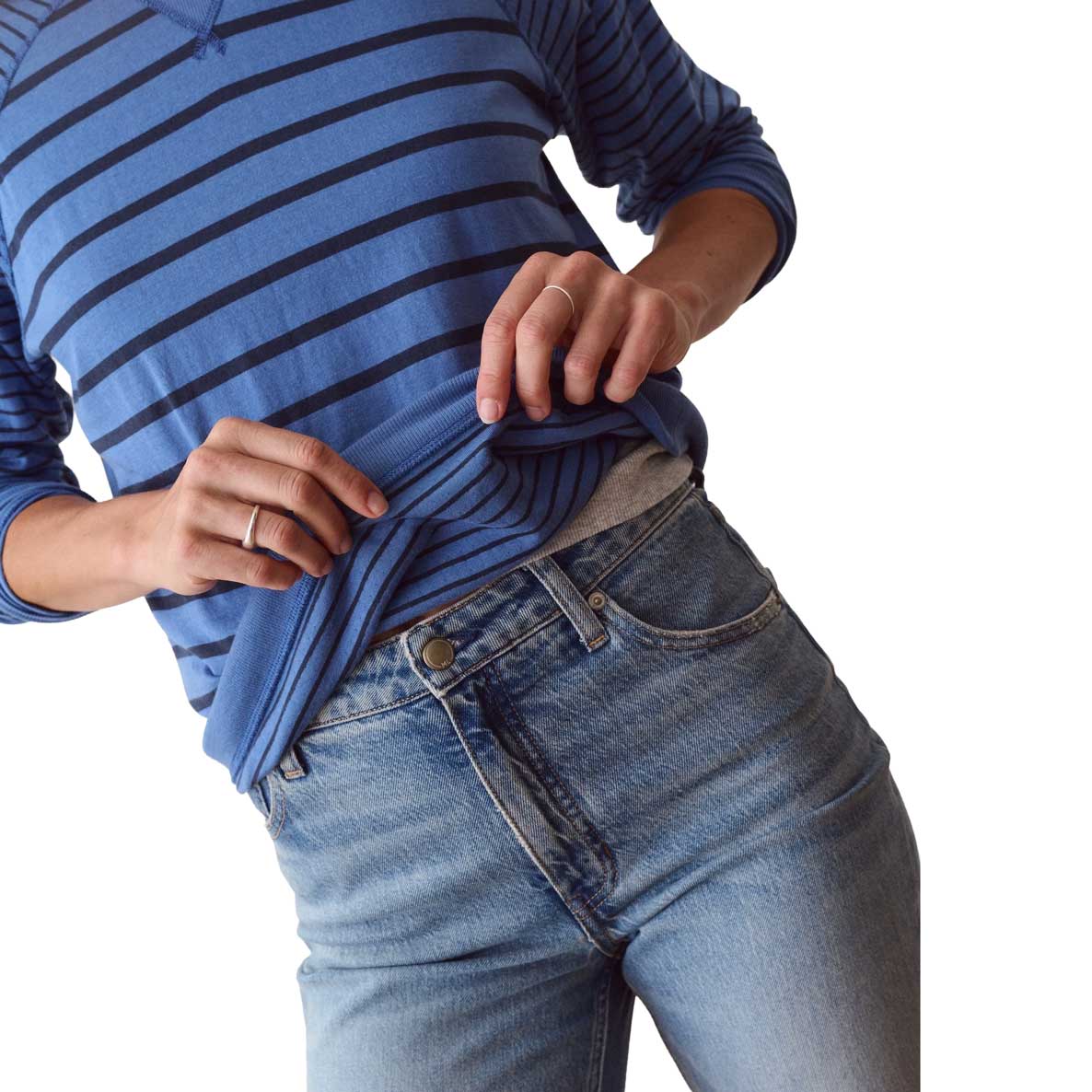 Women's Reversible Raglan - Faded Blue Stripe
