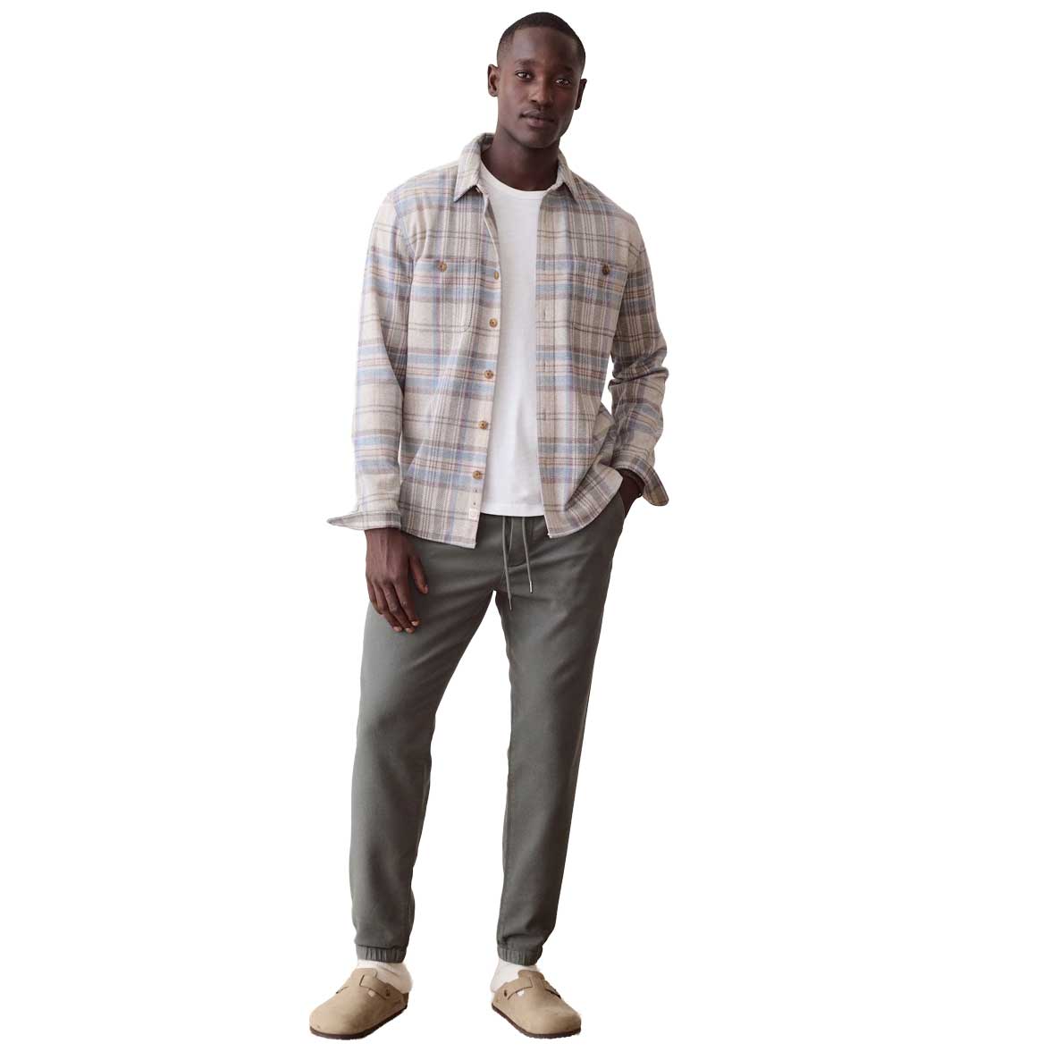 Men's Pacifica Stretch Twill Overshirt - Grey Plaid