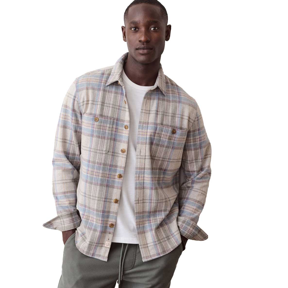 Men's Pacifica Stretch Twill Overshirt - Grey Plaid