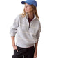 Women's Cloud 9 Fleece 1/2 Zip - Heather Grey/Cream Stripe