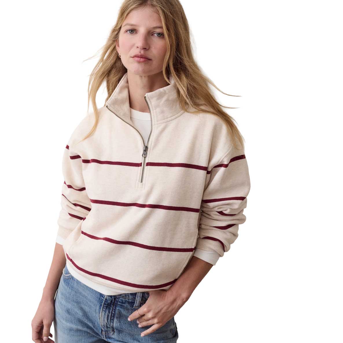 Women's Cloud 9 Fleece 1/2 Zip - Oatmeal/Cabernet